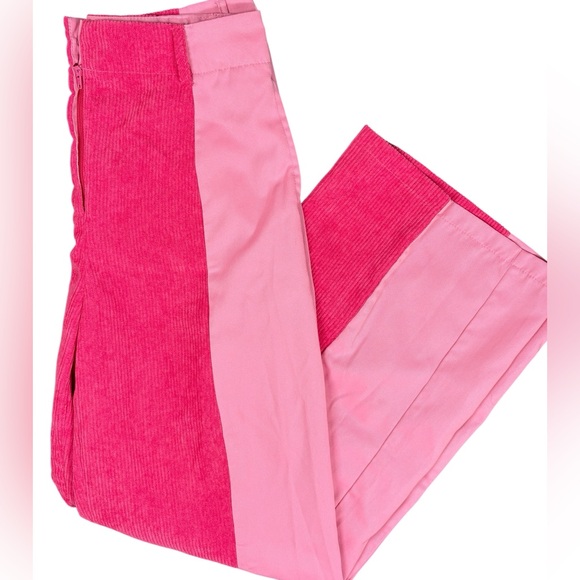 SHEIN Pink Colorblock Corduroy Flare Pants Size M - Picture 2 of 8